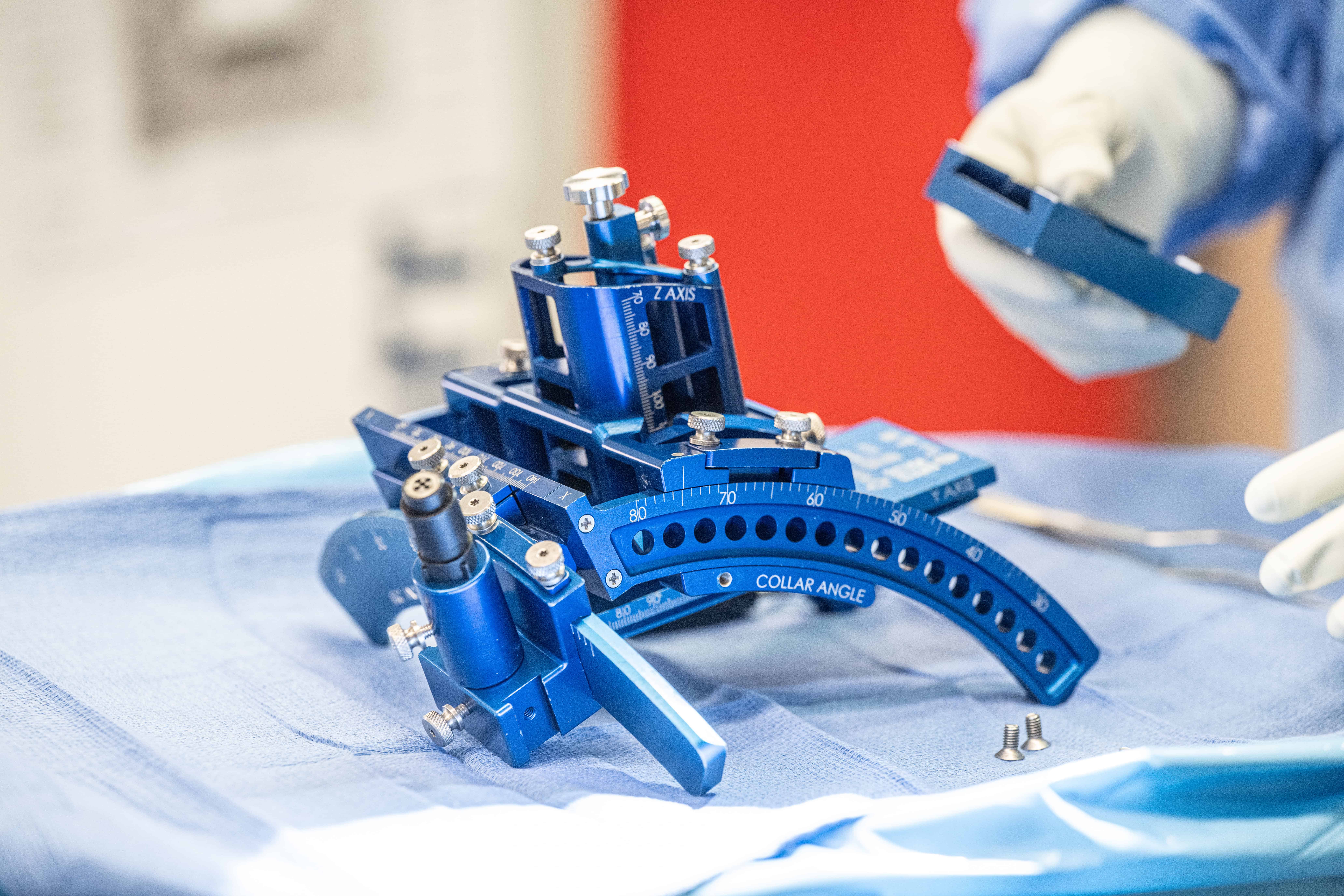 Navinetics headframe used in DBS surgery.